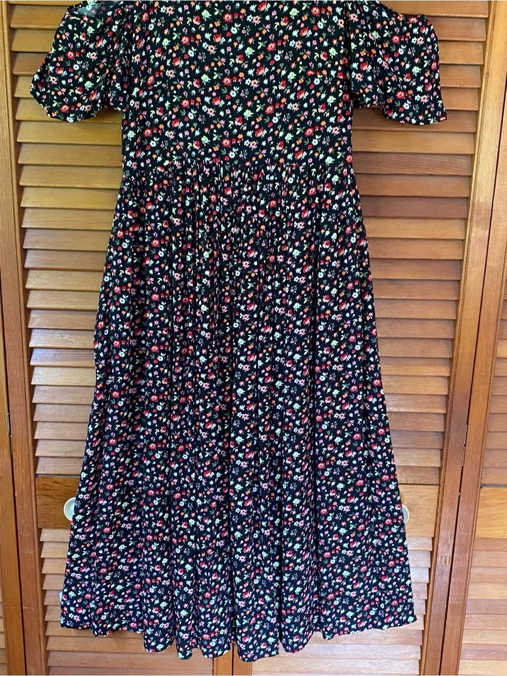 Gap Dress Women's Size 4 Floral Midi Cold Shoulder Cottage Core Flowy Romantic